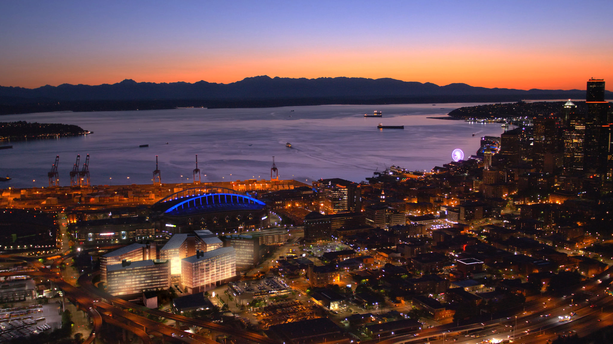 S Seattle Rendering Aerial View at Night